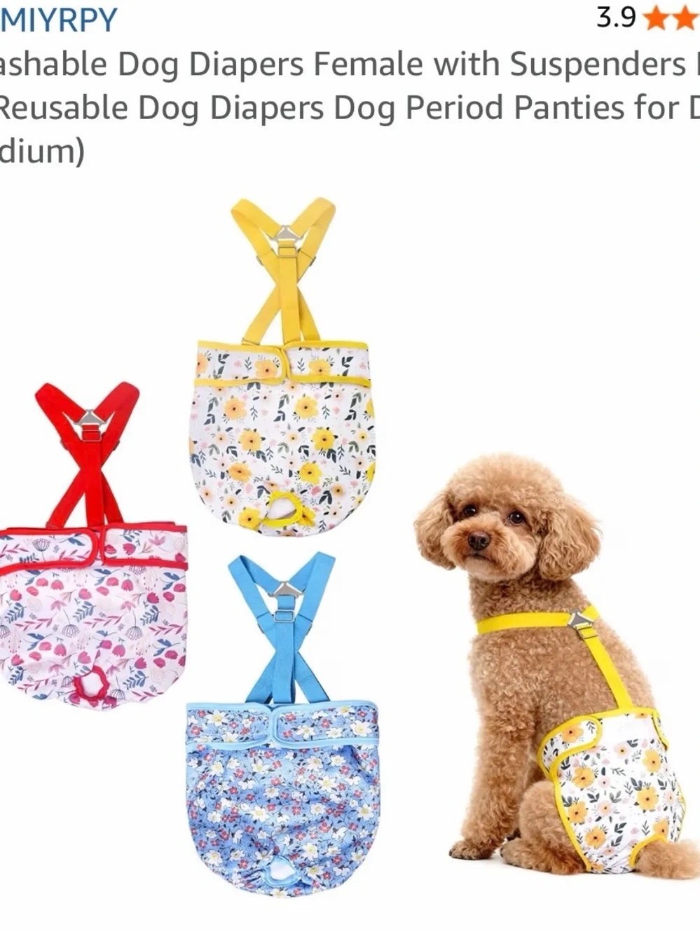 Dog Housebreaking Harness Set — Blue, Yellow, Red Floral Options